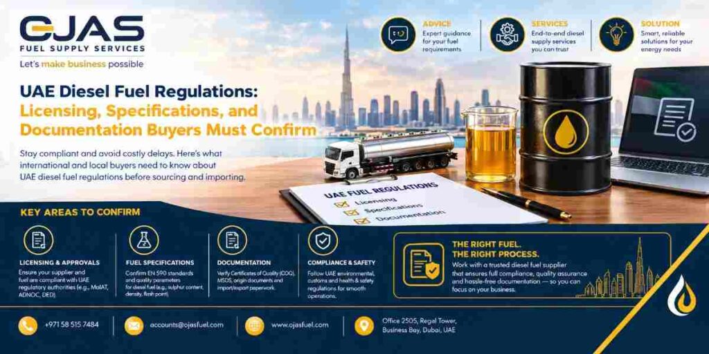 UAE Diesel Fuel Regulations Licensing, Specifications, and Documentation Buyers Must Confirm
